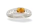 14K White Gold Genuine Oval Citrine and Diamond Ring