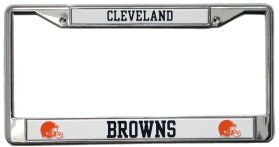 Caseys Distributing 9474638163 Cleveland Browns Chrome License Plate Frame- Black Lettering