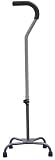 Drive Medical Large Base Quad Cane with Tab Loc Silencer and Triangular Padded Hand Grip, Silver Vein, Large Base