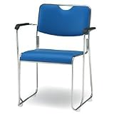 【オフィス家具-TOKIO】【FSC-25SAL】ミーティングチェア　ステンレス脚肘付きタイプ　（ビニールレザー） ［ワイン］