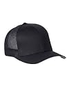 Flexfit Twill Front/Mesh Back Trucker Cap, Color: Black, Size: One Size