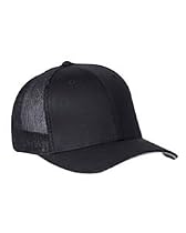 Flexfit Twill Front/Mesh Back Trucker Cap, Color: Black, Size: One Size