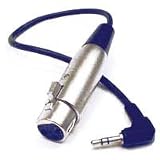 HOSA RT. ANGLE 3.5mm (M) - XLR(F), (wired for stereo mics.), 1 ft.