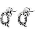 Celtic Letter "Q" Silver Tone Pewter Stud Earrings