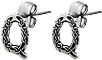 Celtic Letter "Q" Pewter Stud Earrings
