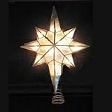 Lighted Capiz Shell Star of Bethlehem Christmas Tree Topper - Clear Lights