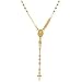 14k Tri Color Gold Bead Rosary Necklace (16")