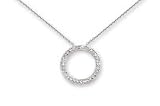 14k White Diamond-Cut Open Circle Necklace - 17 Inch