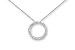 14k White Diamond-Cut Open Circle Necklace - 17 Inch