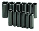 S K Hand Tools (SKT4082) 12 Piece 3/8 Drive Metric Deep 6 Point Impact Socket Set