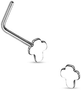 20G Cross Top Stainless Steel L-Shaped Nose Ring