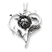 Sterling Silver Antiqued Rose Heart Pendant - Measures 1 1/2" JewelryWeb