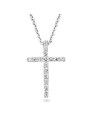 Sterling Silver 16 Inch Chain with CZ Cross Necklace