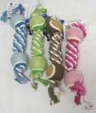 Heavy Twist Double Ball Rope Dog Toy, 15″ Assorted