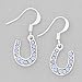 Rhinestone Lucky Horseshoe Earrings, Light Blue