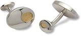 Sterling silver and 18ct yellow gold cufflinks with presentation box. Made in England