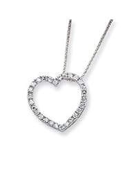 Sterling Silver CZ Heart Slide on 18" Chain Necklace QG981-18"