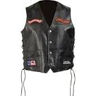 Diamond Plate Solid Leather Motorcycle Vest 3X (Mens 50-52 Ladies 26-28)