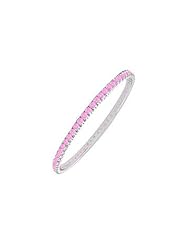 Pink Sapphire Eternity Bangle 14K White Gold - 3.00 CT TGW