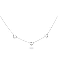 Sterling Silver Three Hearts Necklace