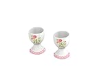 M&L - COQROSE - Ensemble 2 Coquetiers + Cuillères Décor Roses - Porcelaine