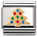 NOMINATION Italian Charm in stainless steel, enamel and 18k gold (Christmas Tree)