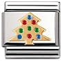 NOMINATION Italian Charm in stainless steel, enamel and 18k gold (Christmas Tree)