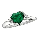10kt. White Gold, Lab Created Emerald Heart Ring