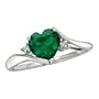 10kt. White Gold, Created Emerald Heart Ring (Size 7.0)