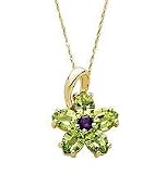 10kt. Gold, Peridot & Amethyst Flower Pendant