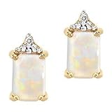 Opal Fashion Earrings with Diamond Accents in 10kt. Gold