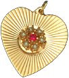 Rope Edge Heart with Stones and Pearl, 14K Gold Charm