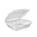 Dart DT1 8.5 Inch Length by 7.8 Inch Width by 2.5 Inch Height White Foam Hinged Lid Medium Shallow Container with 1 Compartment  100-Pack (Case of 2)