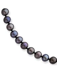 Genuine IceCarats Designer Jewelry Gift 14K 5-5.5Mm Black Freshwater Onion Cultured Pearl Necklace In 24.00 Inch