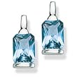 Rectangular shaped with laser cut Blue Topaz CZ Solid Sterling Silver Earrings