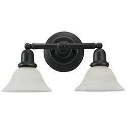 Sea Gull Lighting 44061-782 Sussex Collection Two-Light Wall Sconce, Heirloom Bronze Finish with Satin Etched Glass