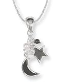 Boma Black Combo Moon & Star Dangle Necklace