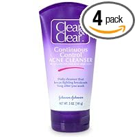 Clean & Clear Continuous Control Acne Cleanser, 5-Ounce Tubes (Pack of 4)