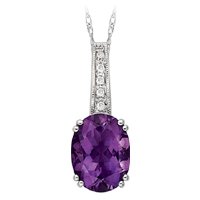 14kt. White Gold, Amethyst, Pink Tourmaline and Diamond Pendant by Fred Meyer Jewelers