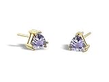 14K Yellow Gold Genuine Trillion Tanzanite Stud Earrings