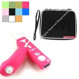 (3 in 1) Airform Carrying Case Protective Case Wi for Nintendo WII Nunchuk WII Controller WII Remote WII Game Disk Nintendo WII Case WII Accessories + Silicone Skin Cover for Nintendo Wii Remote and Nunchuk (Many Color Available).