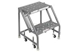 Perforated 16W 2 Step Steel Rolling Ladder 10D Top Step