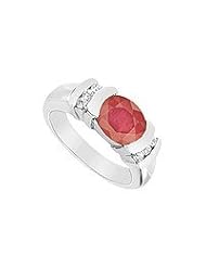 Ruby and Diamond Ring : 14K White Gold - 3.25 CT TGW