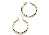 Jewelry : Signature 4mm Flat Click Hoop Earrings 18KT GOLD OVER STERLING