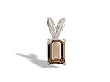14K White Gold Genuine Emerald-cut Smoky Quartz Pendant