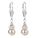 Silver Deco Rose Drop Cultured Pearl Earrings, Peach Pink
