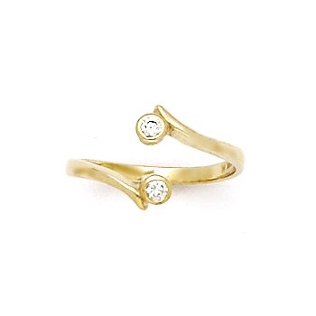 Childrens Toyshop  Jewelry : Solid 14K Yellow Gold Double Solitaire Cubic Zirconia Toe Ring