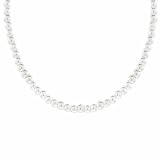 Sterling Silver 4mm Simulated White Pearl Stone Bead Beaded Chain 15-19