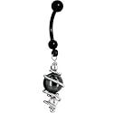 Handcrafted Genuine Swarovski&reg; STERLING PEARL SWIRL Black Titanium Belly Ring