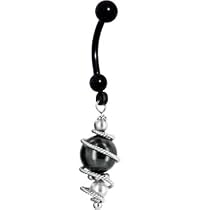 Handcrafted Genuine Swarovski&reg; STERLING PEARL SWIRL Black Titanium Belly Ring